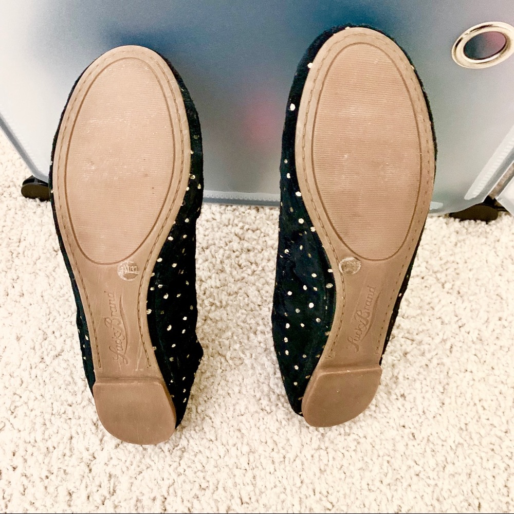 Lucky Brand 🍀 | Suede Gold Polka Dot Ballet Flat - Picture 4 of 4